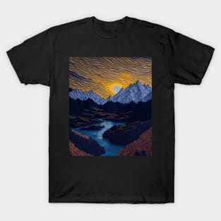 Magical scenic Denali National Park Filigree Paper Quilling Landscape T-Shirt